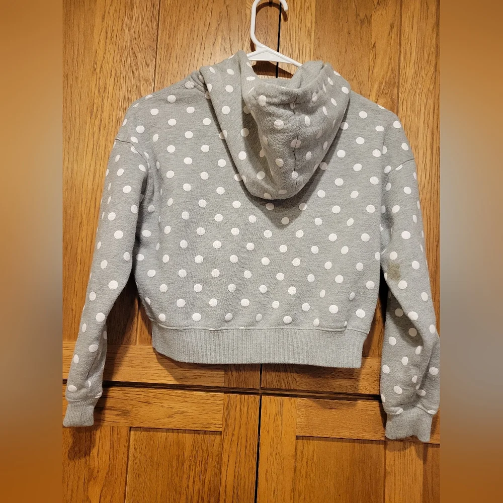 Girls Dip Brand OK NO Polka Dot Gray Hoodie. Size L 12-14